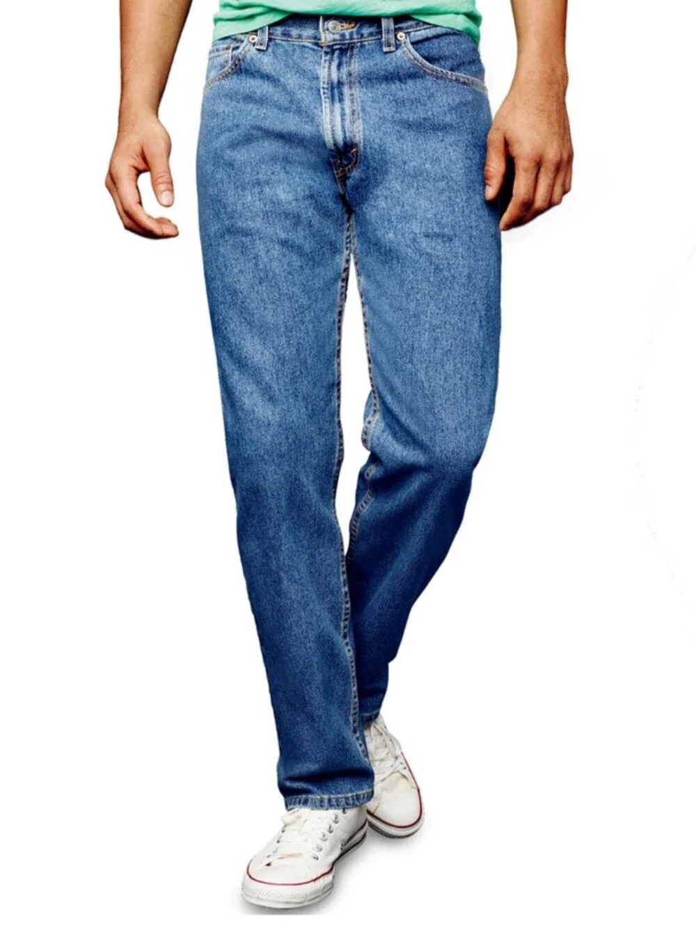 Levis Men's 505 Relaxed Fit Men's Jeans in Medium Blue Denim Size 36